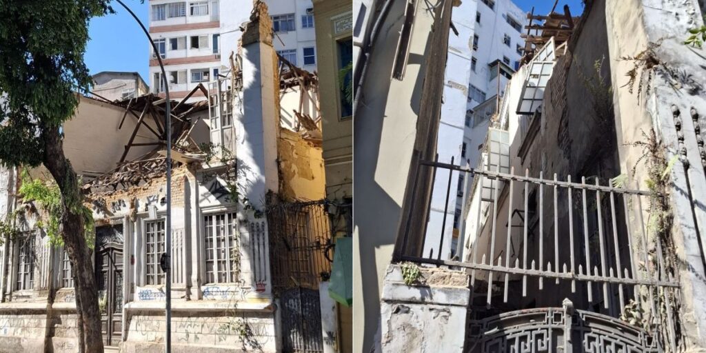 Casarão desaba no centro do Rio de Janeiro