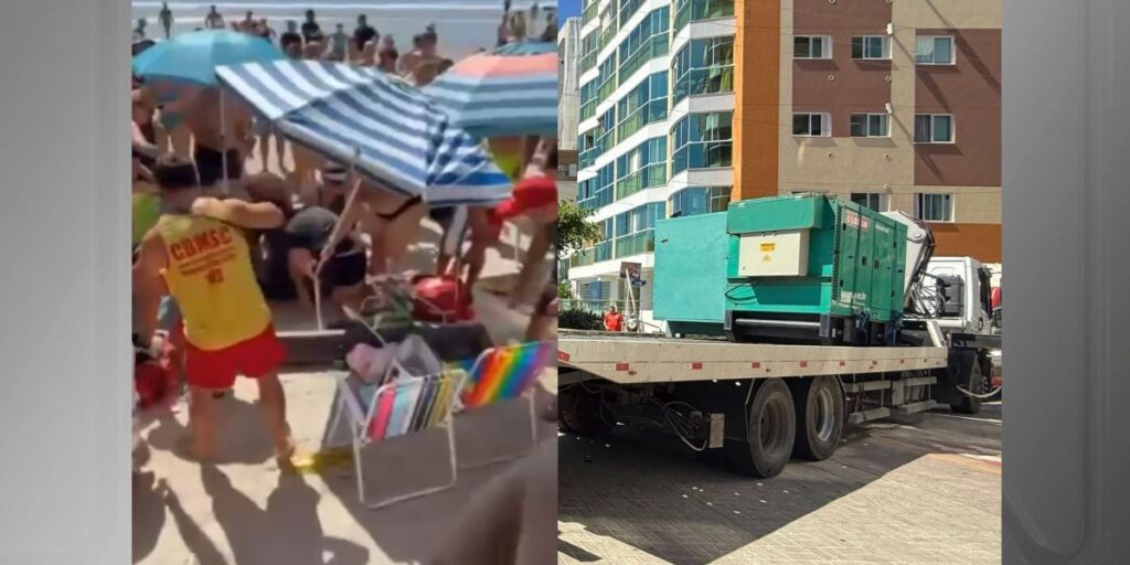 Vídeo: turista é atingido por barra de ferro e tem dedos amputados em SC