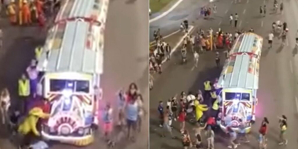 Vídeo: Homem é atropelado por "trenzinho da alegria" no Carnaval do DF