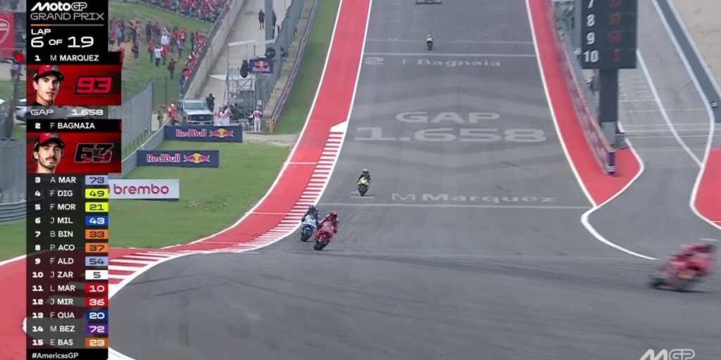 Bagnaia vence GP das Américas após queda de Marc Márquez