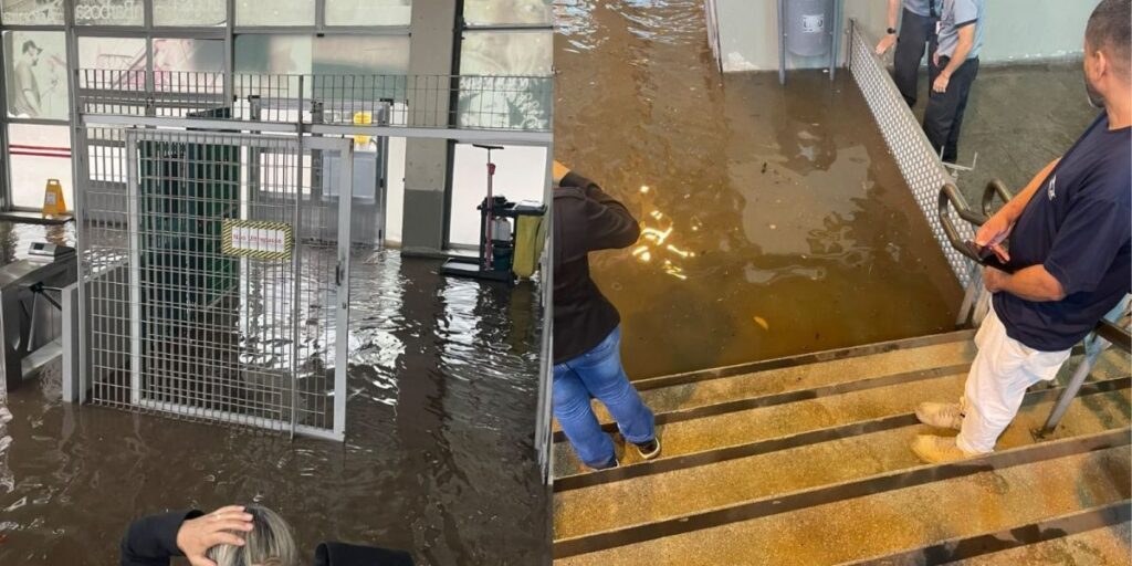 Chuva forte com granizo atinge São Paulo e ABC; estação de trem alaga