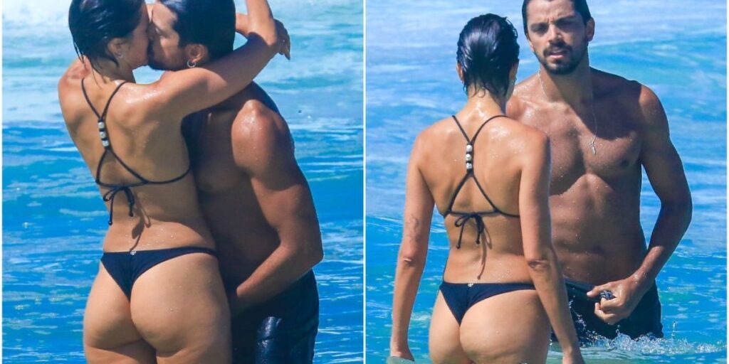 Agatha Moreira e Rodrigo Simas trocam beijos em dia de sol no Rio; veja