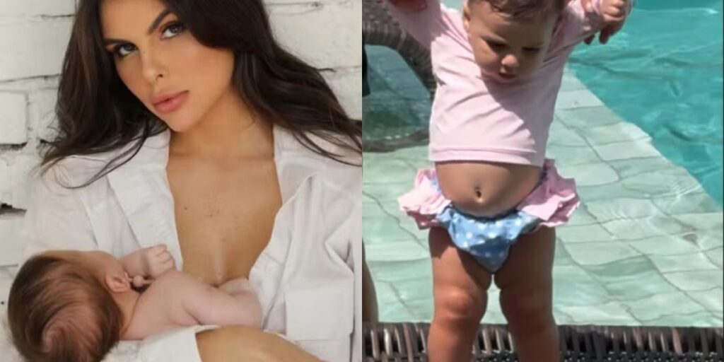 Mãe da 3ª filha de Neymar mostra Helena na praia: "Rainha"