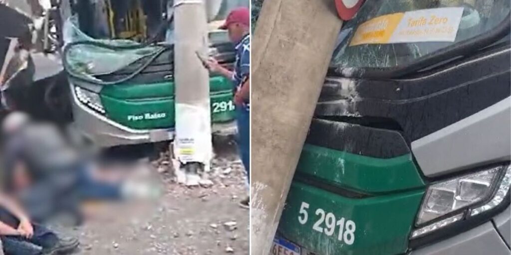 Ônibus municipal derrapa, invade calçada e atropela quatro pessoas em SP