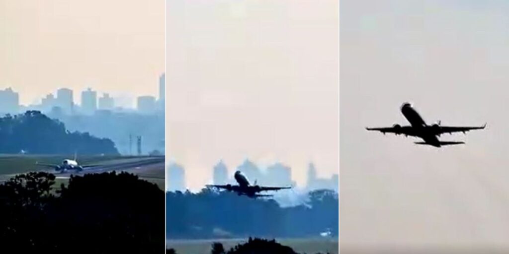 Vídeo: Avião da Azul arremete ao tentar pousar no Aeroporto de Guarulhos