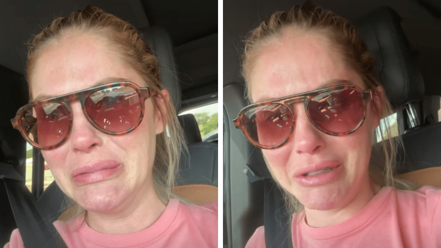 Aos prantos, Bárbara Evans diz que filho foi picado por escorpião