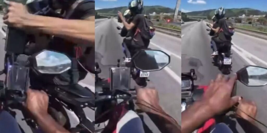 Vídeo: Motoboy grava furto do próprio celular enquanto dirigia em SP