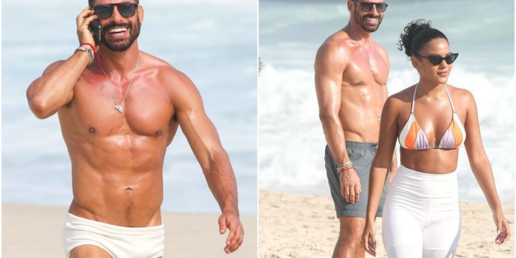 Cauã Reymond e Bella Campos gravam "Vale Tudo" em praia no Rio; veja fotos