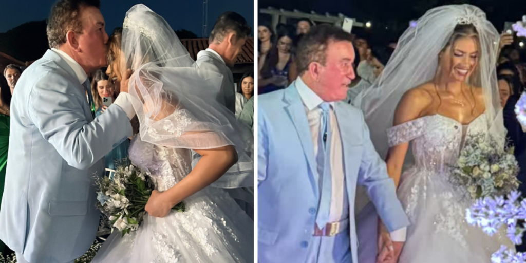 Amado Batista realiza cerimônia religiosa com miss 50 anos mais nova; veja