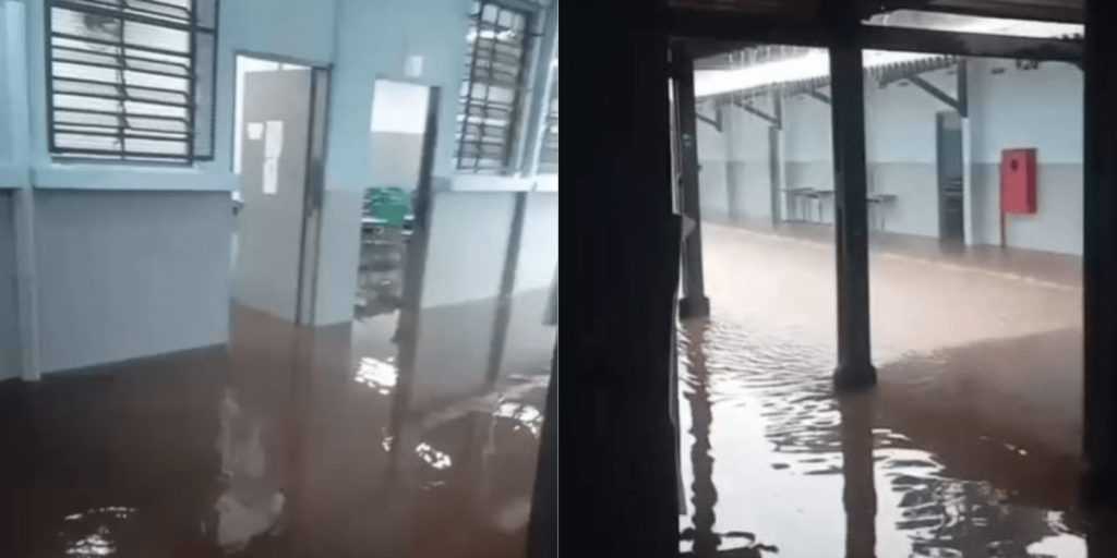 Vídeo: escola alaga em Santo André, e alunos sobem para andar superior