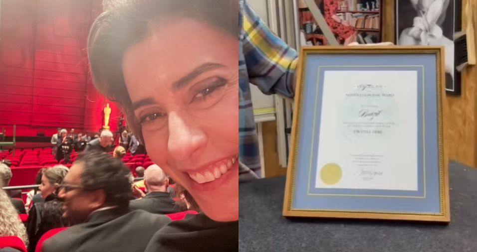 Fernanda Torres mostra "diploma" e envelope do Oscar de "Ainda Estou Aqui"