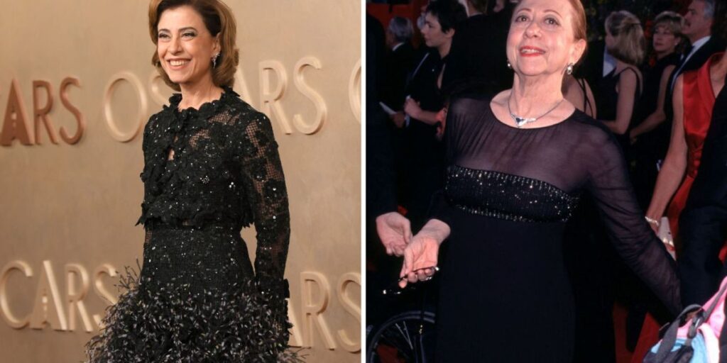 No Oscar, Fernanda Torres usa look all black como o da mãe em 1999; compare