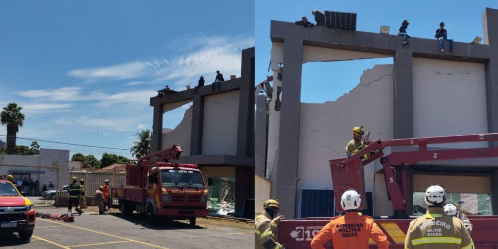 Telhado de igreja desaba após instalação de placas solares em Goiânia