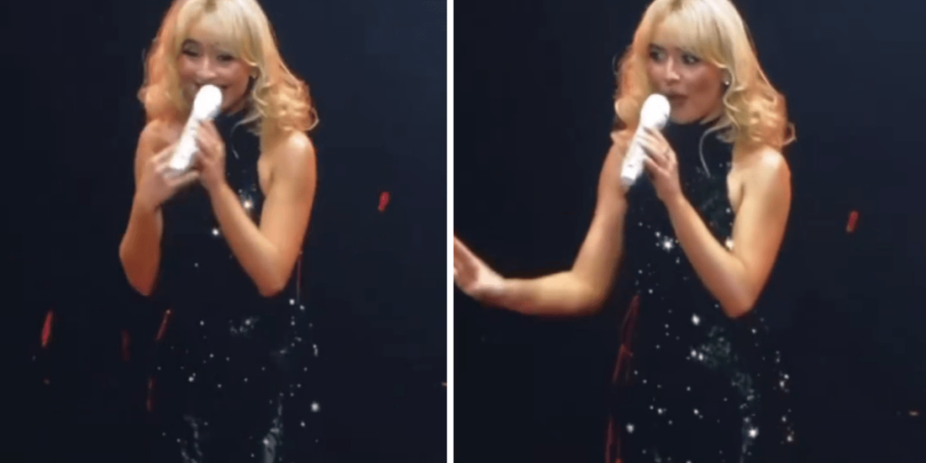 Sabrina Carpenter interage com fã brasileira durante show em Manchester