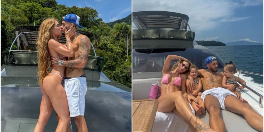 Virginia e Zé Felipe curtem dia de barco com as filhas; veja fotos