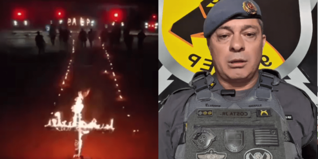 Cruz em chamas faz parte de cerimônia de formação, afirma comandante de BPM