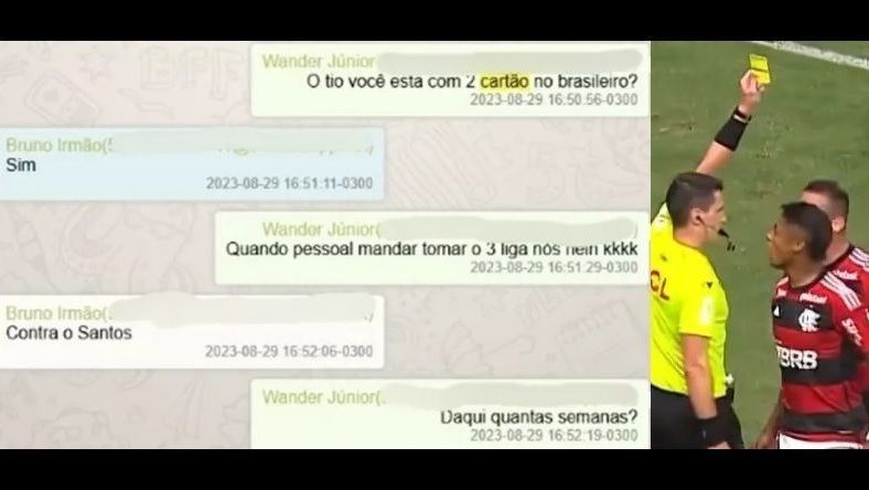 Veja prints em que Bruno Henrique antecipa jogo que vai levar cartão