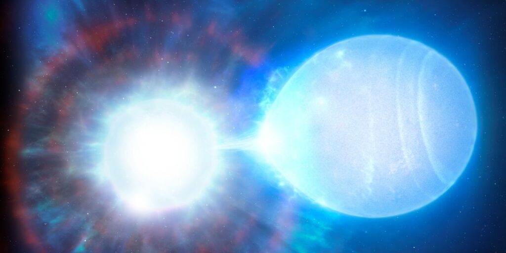 Astrônomos preveem detonação quádrupla inédita de duas anãs brancas