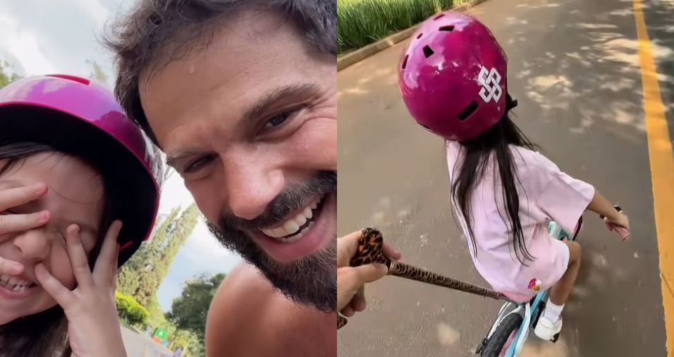 Duda Nagle mostra "gambiarra" para filha andar de bicicleta sozinha