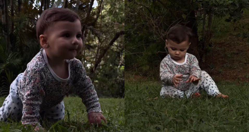 Amanda Kimberlly mostra Helena, filha de Neymar, brincando na natureza