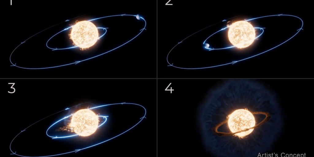 Telescópio Webb registra planeta sendo engolido por uma estrela; veja