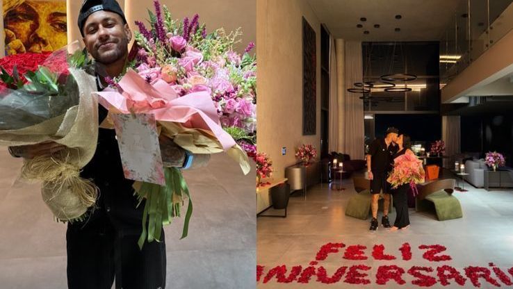 Neymar faz surpresa romântica em aniversário de Bruna Biancardi; veja