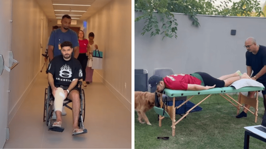 Pedro Sampaio mostra processo de recuperação após cirurgia no joelho