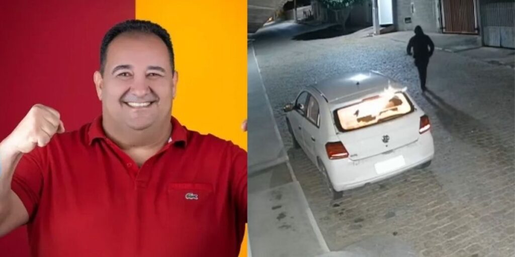 Vídeo: Homem encapuzado incendeia carro de prefeito na Bahia