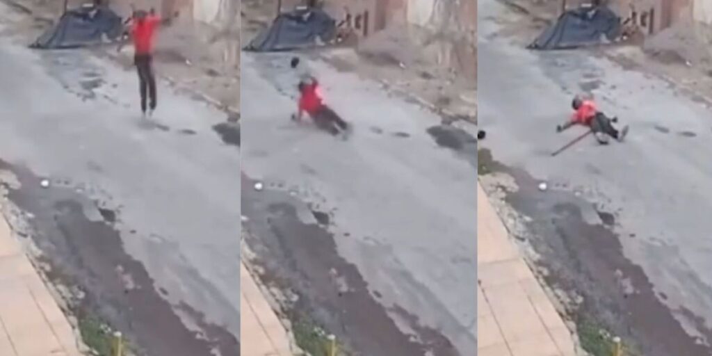 Vídeo: Pedreiro cai de 10 metros após escorregar de andaime em Goiás