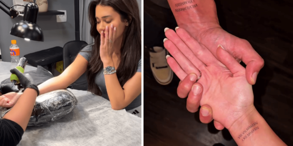 Franciny Ehlke faz tatuagem com o noivo e rebate críticas: "Viva o amor"