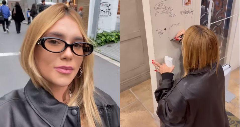 Virginia autografa parede de loja no Japão: "Não entendi mas gostei"